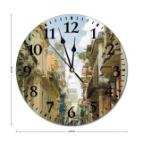 yanfind Fashion PVC Wall Clock Accommodation Architecture Asphalt Attract Attraction Building Citizen Classic Community Complex Construction Crowd Mute Suitable Kitchen Bedroom Decorate Living Room