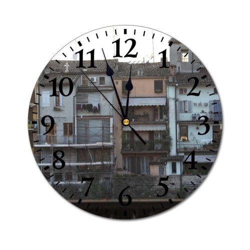 yanfind Fashion PVC Wall Clock Accommodation Apartment Architecture Area Balcony Block Building City Community Complex Condominium Construction Mute Suitable Kitchen Bedroom Decorate Living Room