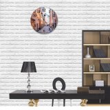yanfind Fashion PVC Wall Clock Accommodation Aged Alley Architecture Area Attract Building City Cobblestone Complex Construction Destination001 Mute Suitable Kitchen Bedroom Decorate Living Room