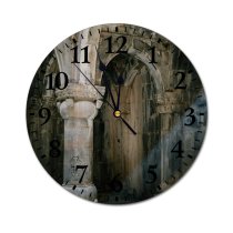 yanfind Fashion PVC Wall Clock Aged Ancient Arch Arched Architecture Archway Building Ceiling Cement Colonnade Column Concrete Mute Suitable Kitchen Bedroom Decorate Living Room