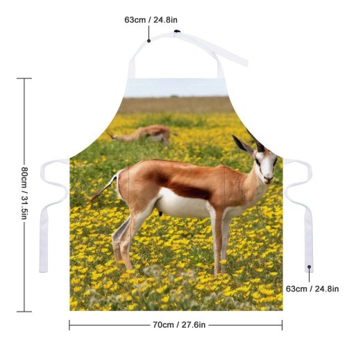 yanfind Custom aprons 4k Antelopes Bloom Desktop Flora Flowers Horns Meadow Springbok Wildlife white white-style1 70×80cm