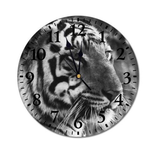 yanfind Fashion PVC Wall Clock Big Fur Portrait Cat Wild Hunter Jungle Safari Wildlife Mute Suitable Kitchen Bedroom Decorate Living Room