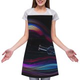 yanfind Custom aprons Art Wave Curve Abstract Neon Design Creativity Flame Surreal Energy Rainbow Artistic white white-style1 70×80cm