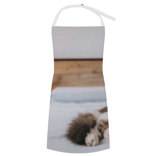 yanfind Custom aprons Adorable Asleep Bed Bedroom Blanket Blurred Calm Carnivore Cat Charming Chordate Comfort white white-style1 70×80cm