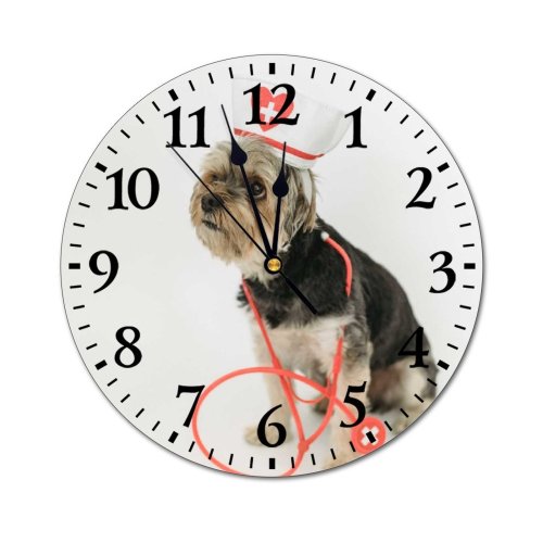 yanfind Fashion PVC Wall Clock Adorable Ambulance Attentive Charming Chordate Concept Cute Decorative Doctor Dog Fluffy Focus Mute Suitable Kitchen Bedroom Decorate Living Room
