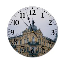 yanfind Fashion PVC Wall Clock Accommodation Aged Apartment Architecture Attract Block Building City Classic Community Complex Construction Mute Suitable Kitchen Bedroom Decorate Living Room