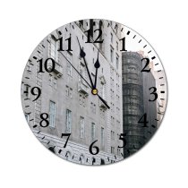 yanfind Fashion PVC Wall Clock Accommodation Apartment Arched Architecture Avenue Building Car City Cloudless Condominium Construction Contemporary Mute Suitable Kitchen Bedroom Decorate Living Room