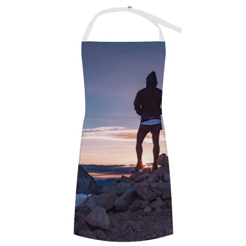 yanfind Custom aprons Adventure Beautiful Dawn Landscape Mountains Outdoors Peak Rocks Snow Sports white white-style1 70×80cm