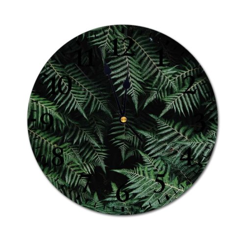 yanfind Fashion PVC Wall Clock Abstract Beautiful Conifer Decoration Evergreen Flora Frond Garden Growth Leaf Texture Mute Suitable Kitchen Bedroom Decorate Living Room