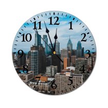 yanfind Fashion PVC Wall Clock Accommodation Aerial America Apartment Architecture Avenue Building Center Central City Cityscape Commerce Mute Suitable Kitchen Bedroom Decorate Living Room