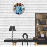 yanfind Fashion PVC Wall Clock Autumn Carefree Charismatic Cheerful Content Delight Enjoy Ethnic Fall Female Foliage Mute Suitable Kitchen Bedroom Decorate Living Room