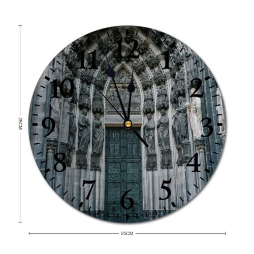 yanfind Fashion PVC Wall Clock Aged Ancient Arch Arched Architecture Art Attract Bas Relief Cathedral Catholic Cologne Mute Suitable Kitchen Bedroom Decorate Living Room