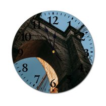 yanfind Fashion PVC Wall Clock Aged America Arch Arched Architecture Area Attract Sky Brooklyn City Mute Suitable Kitchen Bedroom Decorate Living Room