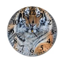 yanfind Fashion PVC Wall Clock Big Fur Cat Wild Safari Wildlife Angry Danger Staring Mute Suitable Kitchen Bedroom Decorate Living Room