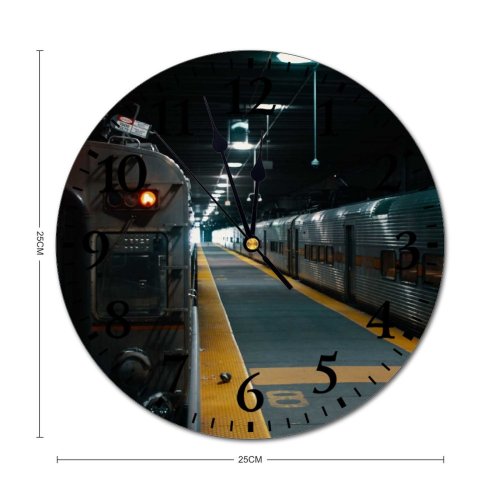 yanfind Fashion PVC Wall Clock Arrive Building Carriage City Construction Departure Destination Direction Electric Empty Fast Mute Suitable Kitchen Bedroom Decorate Living Room
