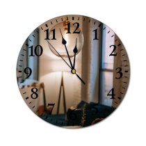 yanfind Fashion PVC Wall Clock Apartment Atmosphere Blurred Chair Comfort Couch Cozy Creative Decor Decoration Decorative Design Mute Suitable Kitchen Bedroom Decorate Living Room