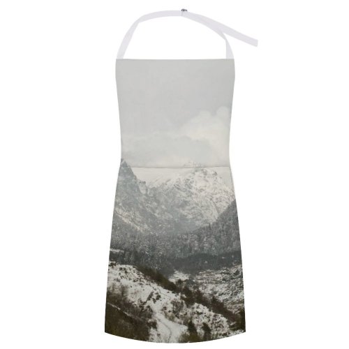 yanfind Custom aprons Mountains Peak Snow Himalayas Hills Landscape Trees Valley Clouds Sky white white-style1 70×80cm