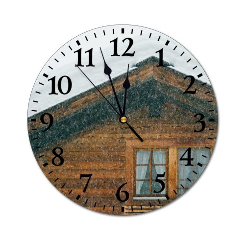 yanfind Fashion PVC Wall Clock Aged Architecture Building Construction Countryside Curtain Dwell Exterior Facade Fluffy Idyllic Mute Suitable Kitchen Bedroom Decorate Living Room