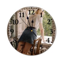 yanfind Fashion PVC Wall Clock Apartment Attractive Chair Female From Behind Hot Girl Sexy Skirt Student Mute Suitable Kitchen Bedroom Decorate Living Room