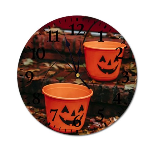 yanfind Fashion PVC Wall Clock Autumn Boo Bucket Building Celebrate Colorful Creative Creepy Decor Decoration Door Mute Suitable Kitchen Bedroom Decorate Living Room