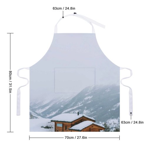 yanfind Custom aprons Atmosphere Breathtaking Building Cabin Calm Construction Space Cottage Daytime Distant Fog Freeze white white-style1 70×80cm