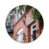 yanfind Fashion PVC Wall Clock Accommodation Aged Arched Architecture Area Brick Wall Building City Condominium Construction Mute Suitable Kitchen Bedroom Decorate Living Room