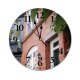 yanfind Fashion PVC Wall Clock Accommodation Aged Arched Architecture Area Brick Wall Building City Condominium Construction Mute Suitable Kitchen Bedroom Decorate Living Room