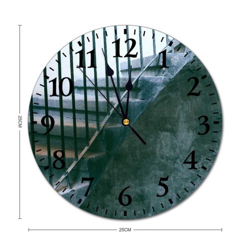 yanfind Fashion PVC Wall Clock Abandoned Aged Architecture Banister Building Cement City Construction Damage Demolish Design Desolate Mute Suitable Kitchen Bedroom Decorate Living Room
