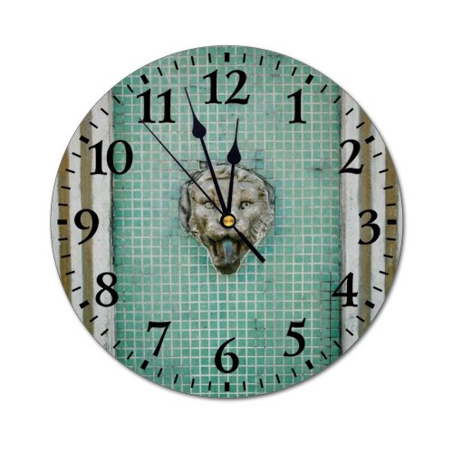 yanfind Fashion PVC Wall Clock Art Texture Wall Vintage Door Design Decoration Cat Retro Ancient Picture Sooty Mute Suitable Kitchen Bedroom Decorate Living Room