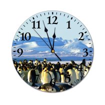 yanfind Fashion PVC Wall Clock Antarctica Avian Birds Penguins Snow Wildlife Winter Mute Suitable Kitchen Bedroom Decorate Living Room