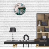 yanfind Fashion PVC Wall Clock Accommodation Architecture Sky Building Calm Cottage Courtyard Daytime Design Door Doorway Mute Suitable Kitchen Bedroom Decorate Living Room