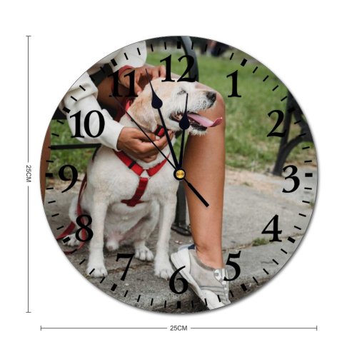 yanfind Fashion PVC Wall Clock Adorable Alley Anonymous Bench Casual City Crop Cute Dog Ethnic Faceless Mute Suitable Kitchen Bedroom Decorate Living Room