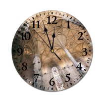 yanfind Fashion PVC Wall Clock Architecture Attract Brick Wall Building Cathedral Ceiling Church City Classic Column Concrete Mute Suitable Kitchen Bedroom Decorate Living Room