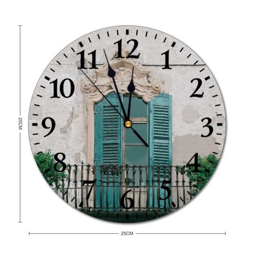 yanfind Fashion PVC Wall Clock Aged Ancient Architecture Balcony Building Carve Construction Crack Decor Door Dwell Exterior Mute Suitable Kitchen Bedroom Decorate Living Room
