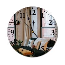 yanfind Fashion PVC Wall Clock Apartment Bed Brick Wall Comfort Contemporary Corner Couch Cozy Curtain Cushion Mute Suitable Kitchen Bedroom Decorate Living Room
