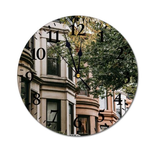 yanfind Fashion PVC Wall Clock Accommodation Aged Architecture Area Building Calm City Condominium Construction Daylight Daytime Mute Suitable Kitchen Bedroom Decorate Living Room