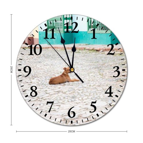 yanfind Fashion PVC Wall Clock Adorable Aged Architecture Building Calm Charming Chill Chordate Cobblestone Cute Mute Suitable Kitchen Bedroom Decorate Living Room