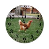 yanfind Fashion PVC Wall Clock Bird Cute Farm Grass Lawn Chicken Beak Portrait Hen Outdoors Rural Feather Mute Suitable Kitchen Bedroom Decorate Living Room