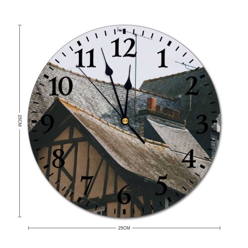 yanfind Fashion PVC Wall Clock Aged Antenna Architecture Building Chimney Cloudy Complex Construction Space Daytime District Dwell Mute Suitable Kitchen Bedroom Decorate Living Room