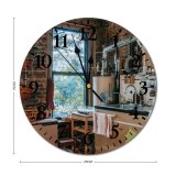 yanfind Fashion PVC Wall Clock Architecture Cabinet Chair Family Furniture Home Interior Design Kitchen Oven Room Seat Mute Suitable Kitchen Bedroom Decorate Living Room