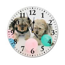 yanfind Fashion PVC Wall Clock Ball Balloon Calm Carefree Chill Colorful Comfort Curious Cute Dog Floor Mute Suitable Kitchen Bedroom Decorate Living Room