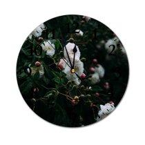 yanfind Fashion PVC Wall Clock Aroma Bloom Botany Branch Bud Bush Calm Delicate Detail Elegant Mute Suitable Kitchen Bedroom Decorate Living Room
