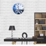 yanfind Fashion PVC Wall Clock Architectural Design Architecture Sky Building City Clouds Contemporary Downtown Facade Futuristic Glass Mute Suitable Kitchen Bedroom Decorate Living Room