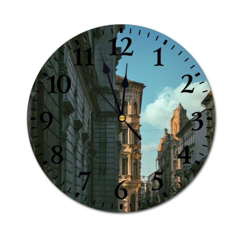 yanfind Fashion PVC Wall Clock Apartment Architecture Avenue Building Center City Cityscape Classic Construction Decor Design Mute Suitable Kitchen Bedroom Decorate Living Room