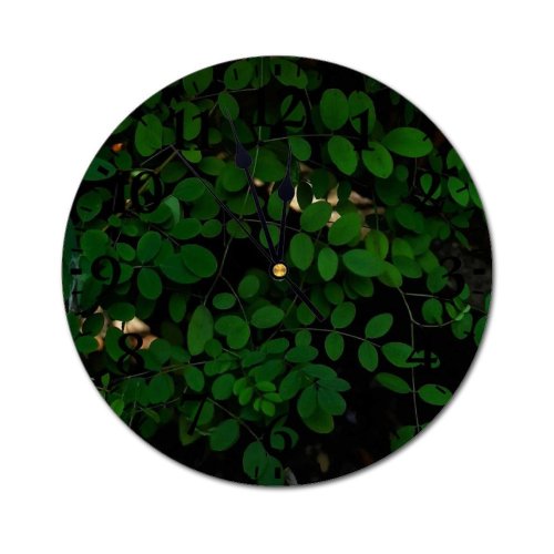yanfind Fashion PVC Wall Clock Art Texture Abstract Luck Leaf Design Flora Growth Clover Lucky Saint Mute Suitable Kitchen Bedroom Decorate Living Room