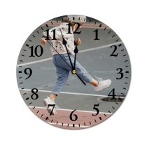 yanfind Fashion PVC Wall Clock Above Ground Action Active Adorable Ball Blurred Child Childhood City Cloth Colorful Mute Suitable Kitchen Bedroom Decorate Living Room