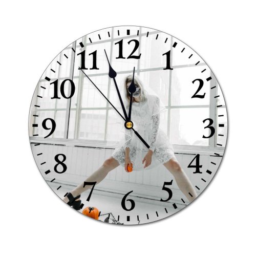 yanfind Fashion PVC Wall Clock Art Makeup Attire Bizarre Roses Bridal Bride Contemporary Costume Creepy Dead Dress Mute Suitable Kitchen Bedroom Decorate Living Room