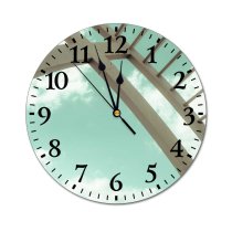 yanfind Fashion PVC Wall Clock Abstract Architecture Building City Clear Cloudy Complex Construction Contemporary Crossbar Design Mute Suitable Kitchen Bedroom Decorate Living Room