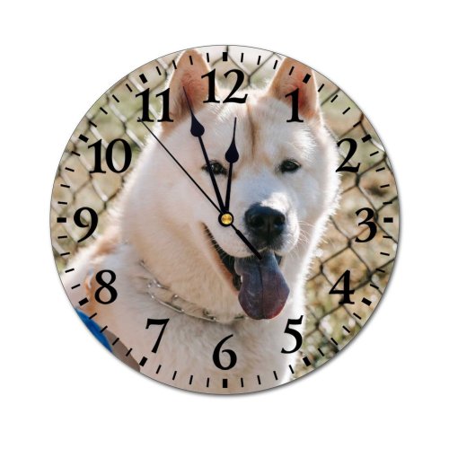 yanfind Fashion PVC Wall Clock Adorable Anonymous Blurred Calm Charming Crop Dog Faceless Fence Fluffy Time Mute Suitable Kitchen Bedroom Decorate Living Room