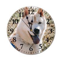 yanfind Fashion PVC Wall Clock Adorable Anonymous Blurred Calm Charming Crop Dog Faceless Fence Fluffy Time Mute Suitable Kitchen Bedroom Decorate Living Room